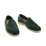 Lorenzo, Belgian Loafer - Castorino Suede Bottle Green | Unlined Flex Collection