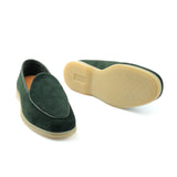 Lorenzo, Belgian Loafer - Castorino Suede Bottle Green | Unlined Flex Collection