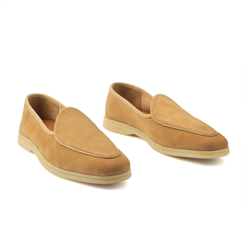 Lorenzo, Belgian Loafer - Castorino Suede Cashew | Unlined Flex Collection