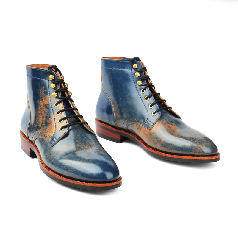 Ocean, Hand Welted Boot - Shell Cordovan Marble Blue |Cordovan Series