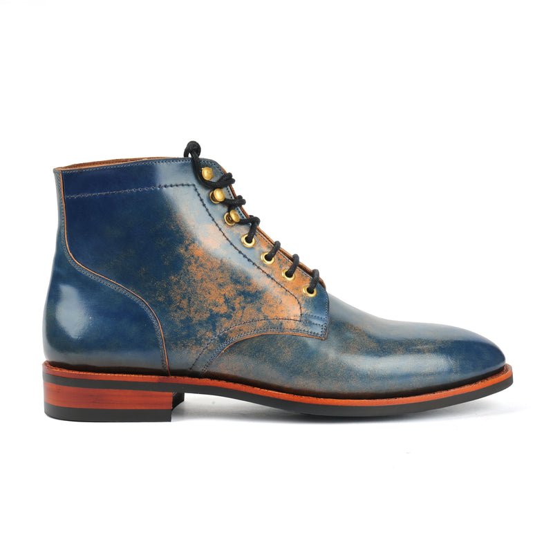 Ocean, Hand Welted Boot - Shell Cordovan Marble Blue |Cordovan Series