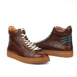 Kaiser, High Top Work Sneaker - Brown Pullup | Smart Casuals