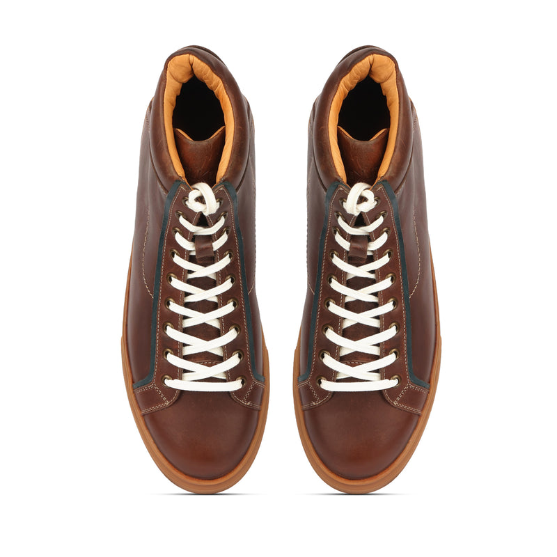 Kaiser, High Top Work Sneaker - Brown Pullup | Smart Casuals