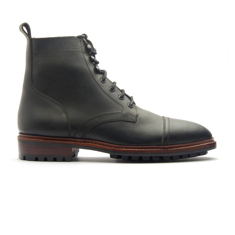 Dixon, Cap-Toe Derby Boot - Black Pullup | Hand Welted Stout Boots ...