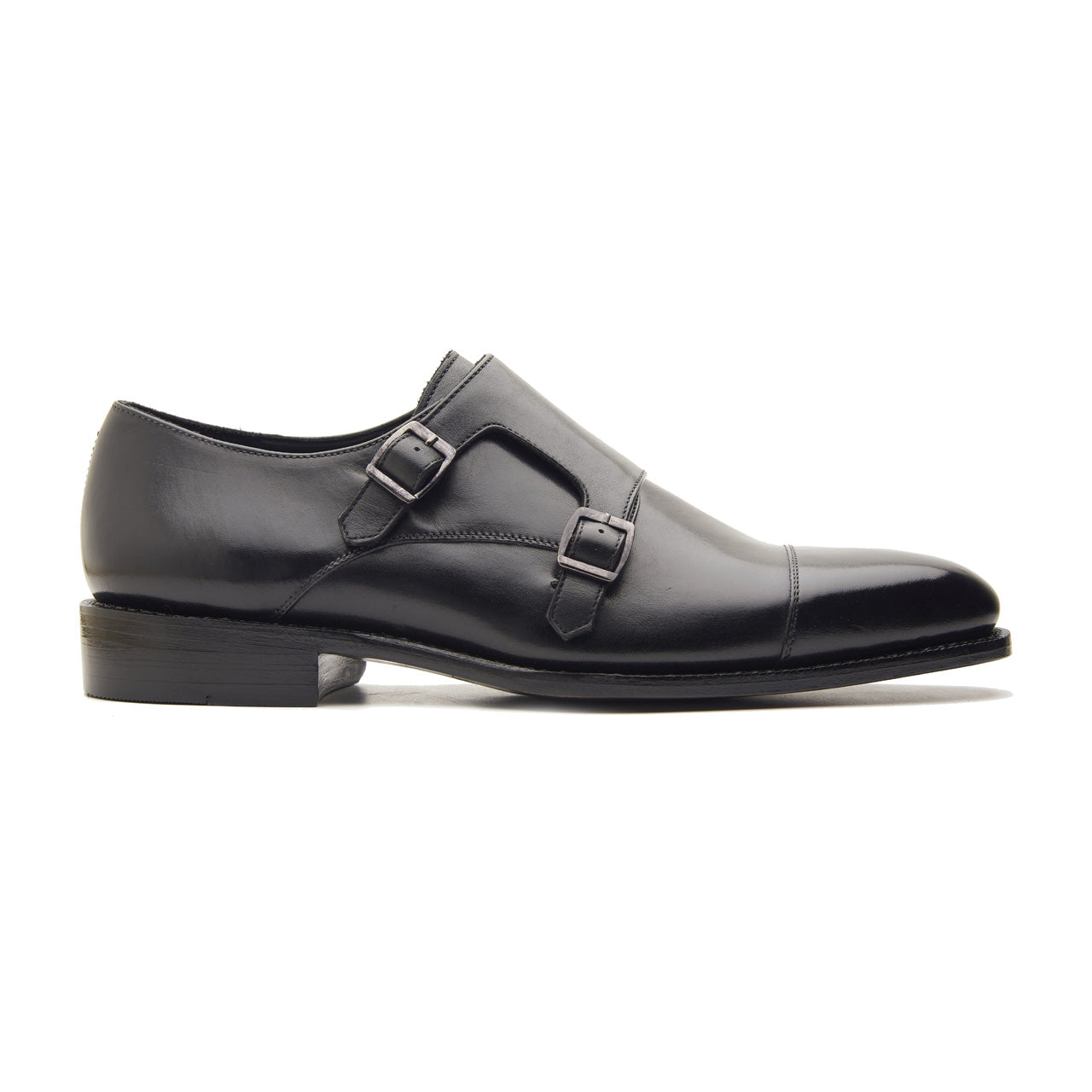 Leon, Cap-toe Double Monk Strap - Black | Hand Welted Classics Collect ...